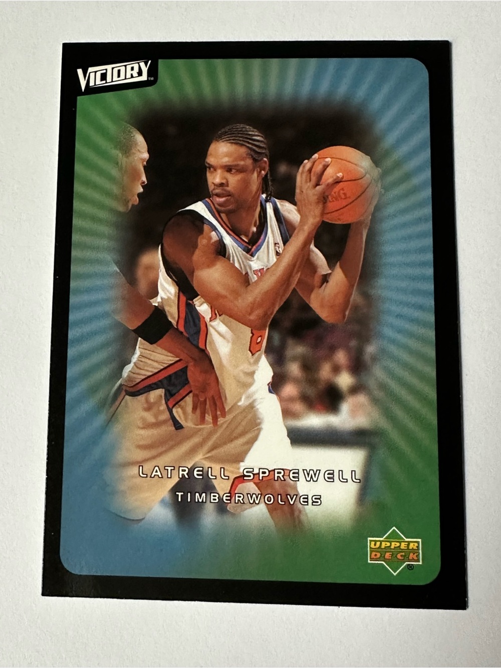 Latrell Sprewell Timberwolves Victory Basketball Card - Green/Blue Gradient